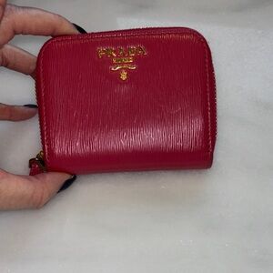 Prada Vibrant Pink Leather Zip Wallet
